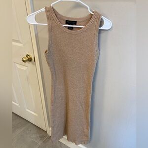 RACHEL ZOE Midi Dress Size Medium Ribbed Knit Neutral Beige